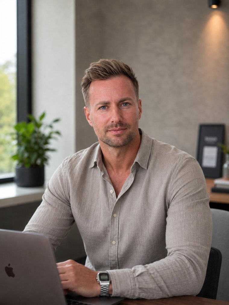 Bastian Welzenbach an seinem Arbeitsplatz